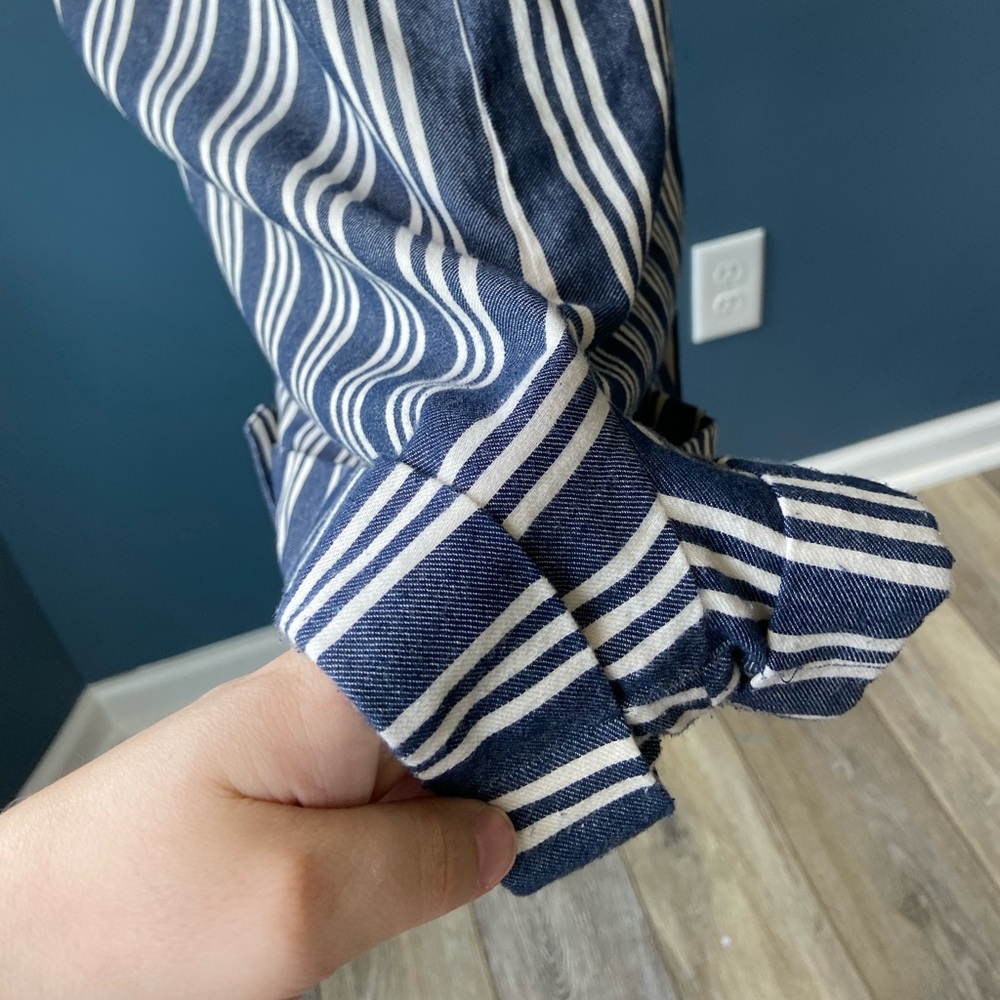 True Craft Blue Stripe Romper- Size L - Picture 5 of 7